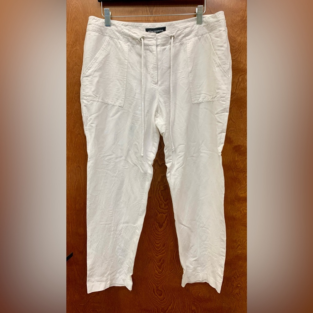 Sharagano white drawstring casual chino pants size 12
